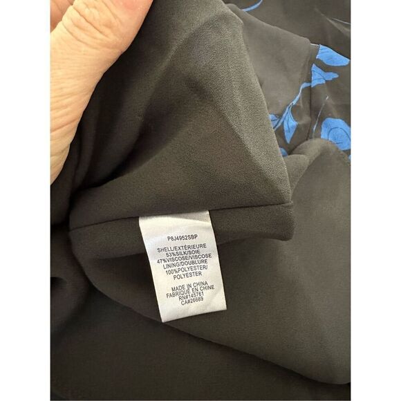 NWT Parker Evanna Pleated Women's Black Blue Floral Print V Neck Dress Size 00 - Picture 10 of 11
